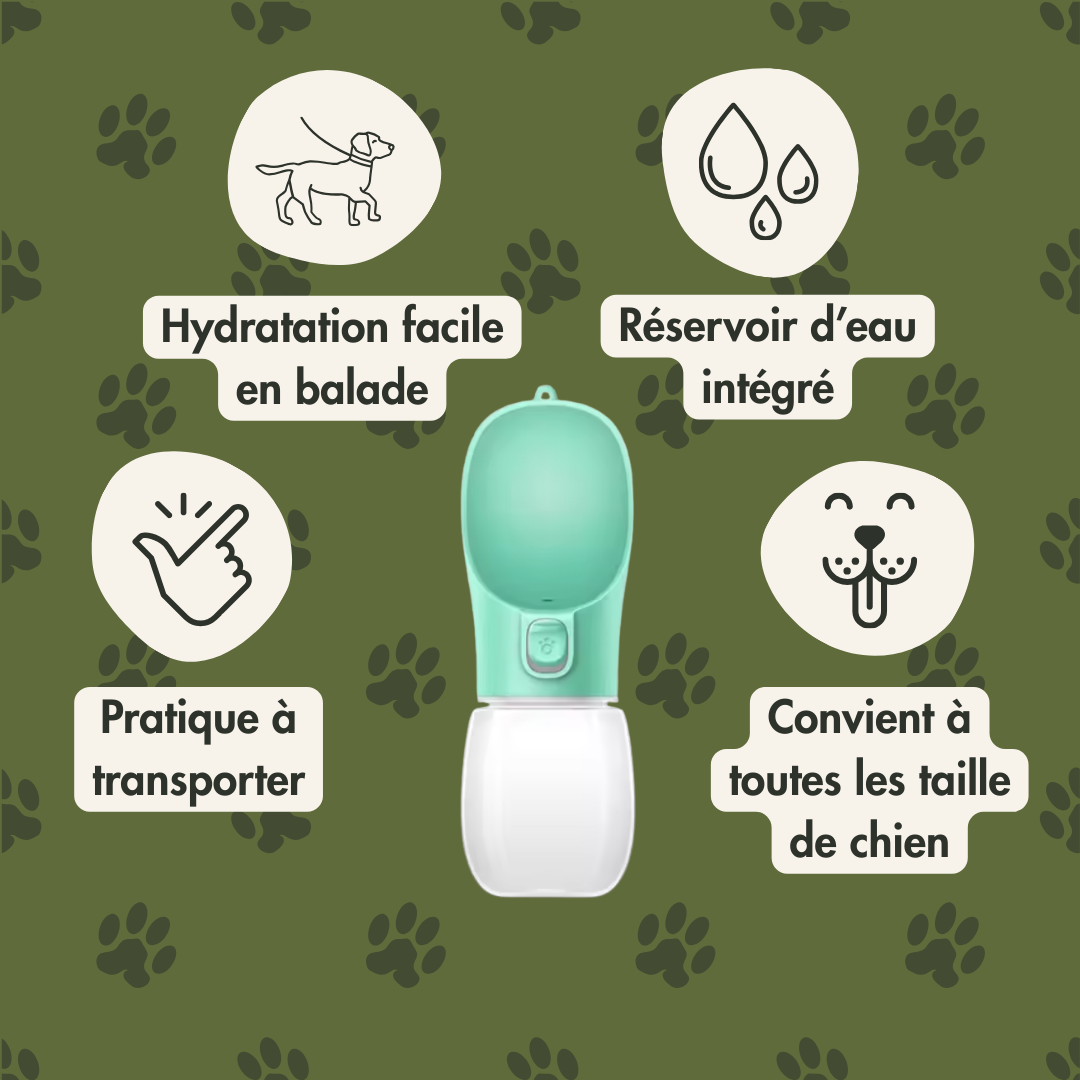 Gamelle portative 2 en 1 pour chien
